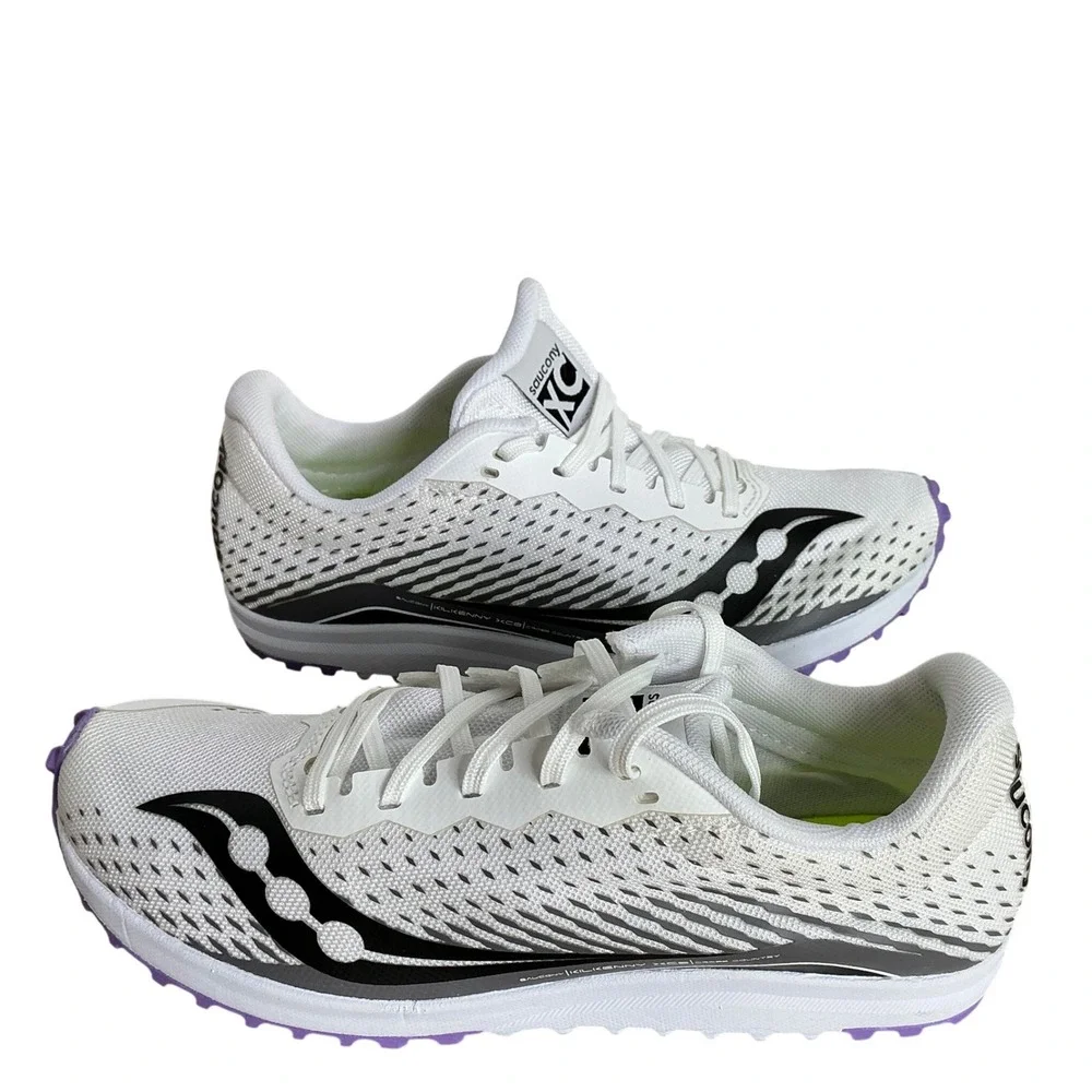 Saucony Kilkenny XC8 Flat Kids Cross Country Running Shoes White Purple S19069-3